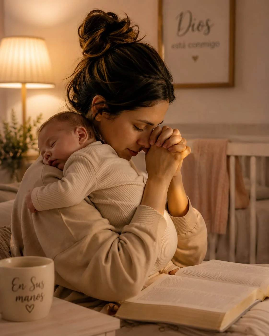 Mamá descansando con su Biblia